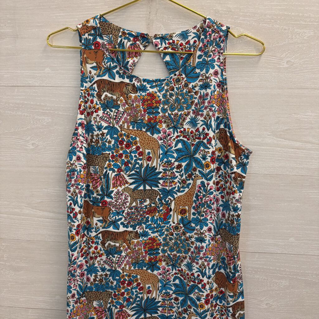 Talbots White/ Multi Print Sleeveless Shift Dress Large Petite
