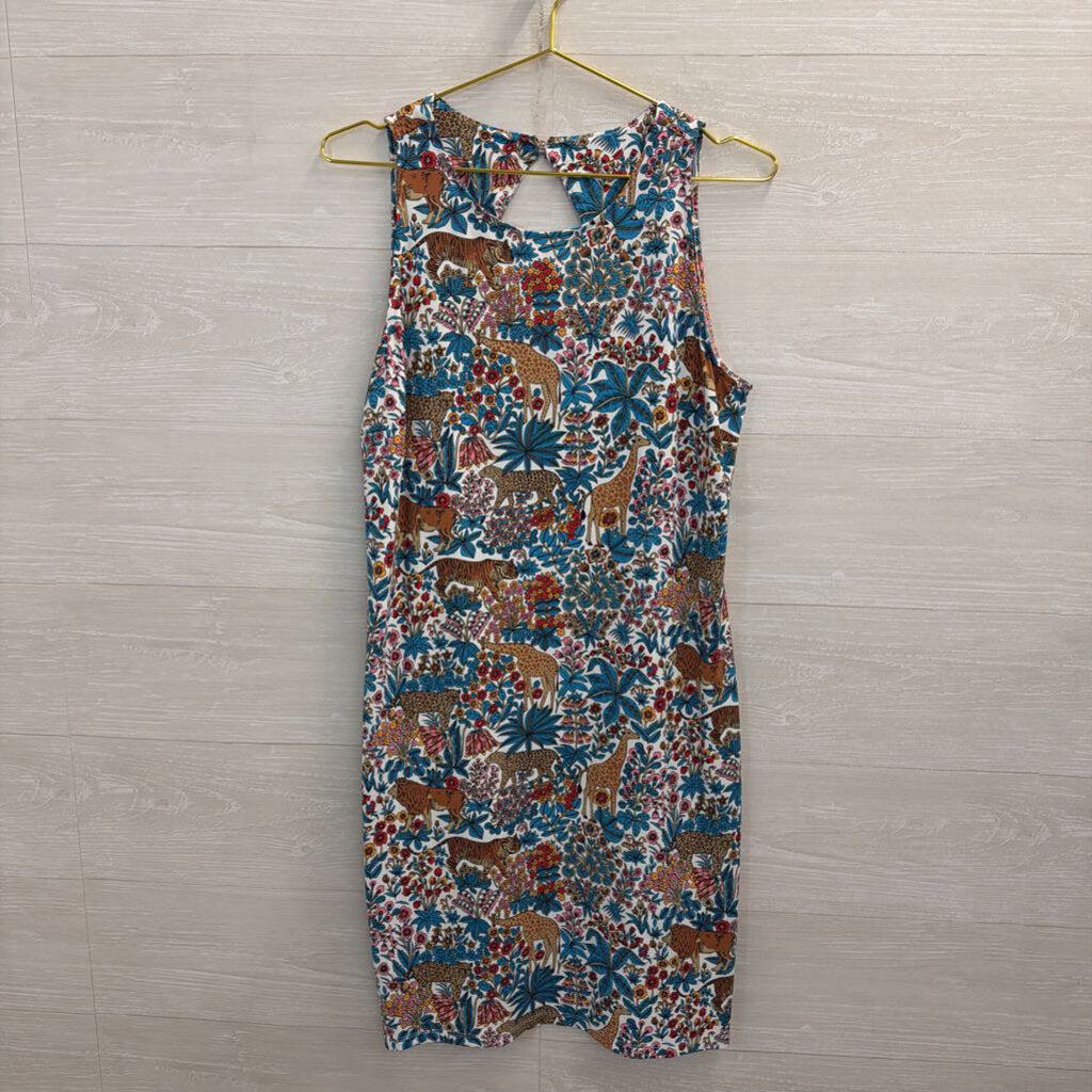Talbots White/ Multi Print Sleeveless Shift Dress Large Petite