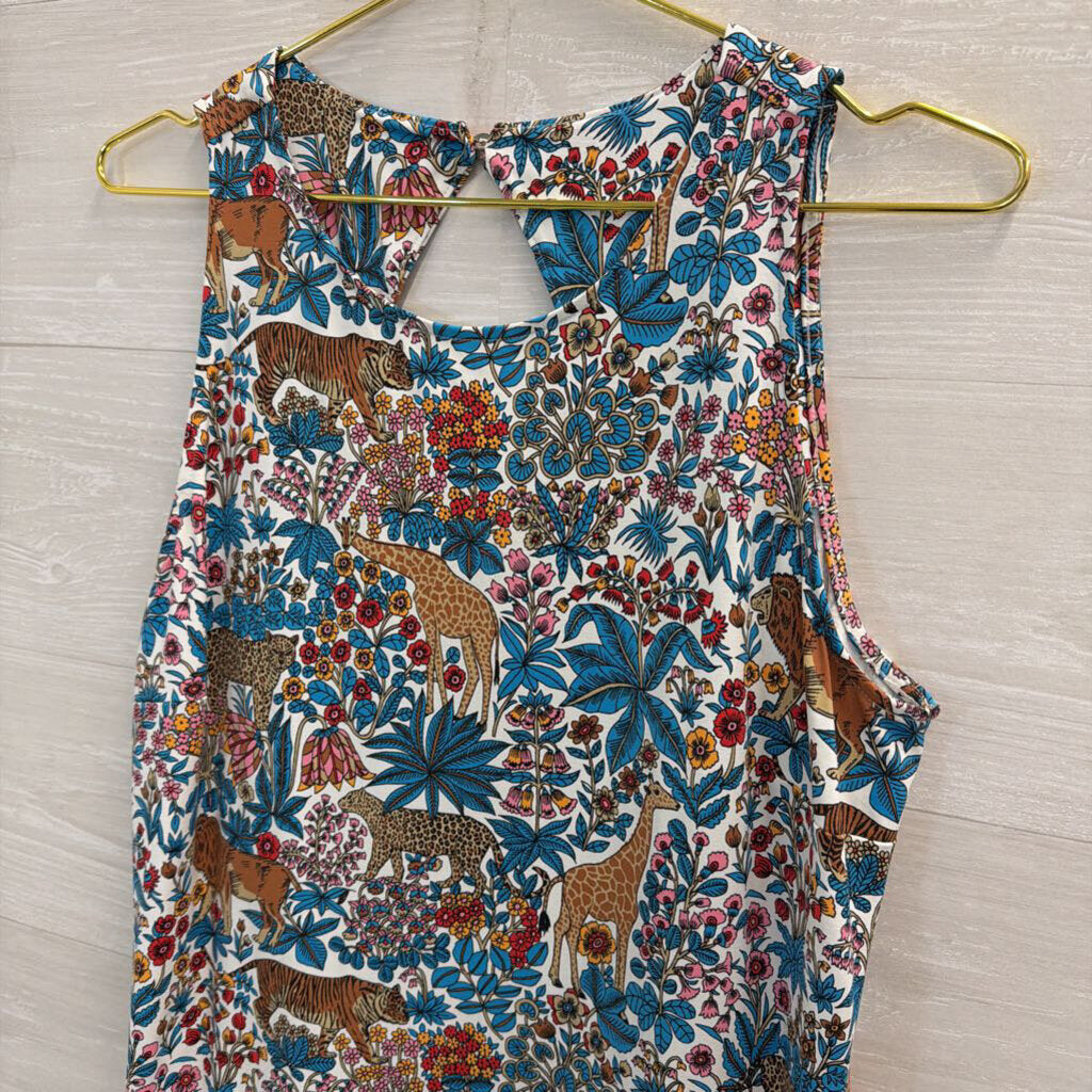Talbots White/ Multi Print Sleeveless Shift Dress Large Petite