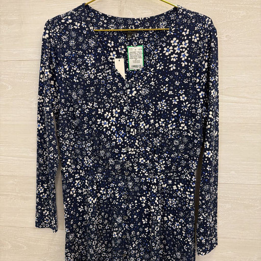 Talbots Navy/ White Print Long Sleeve Midi Dress Large Petite