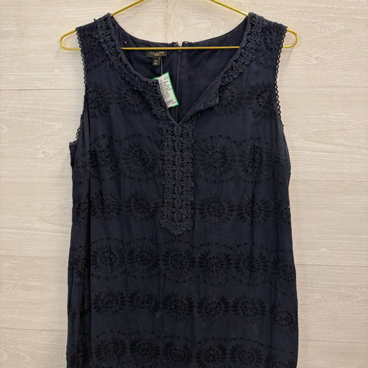 Talbots Navy Embroidered Floral Lace Sleeveless Shift Dress 14 Petite