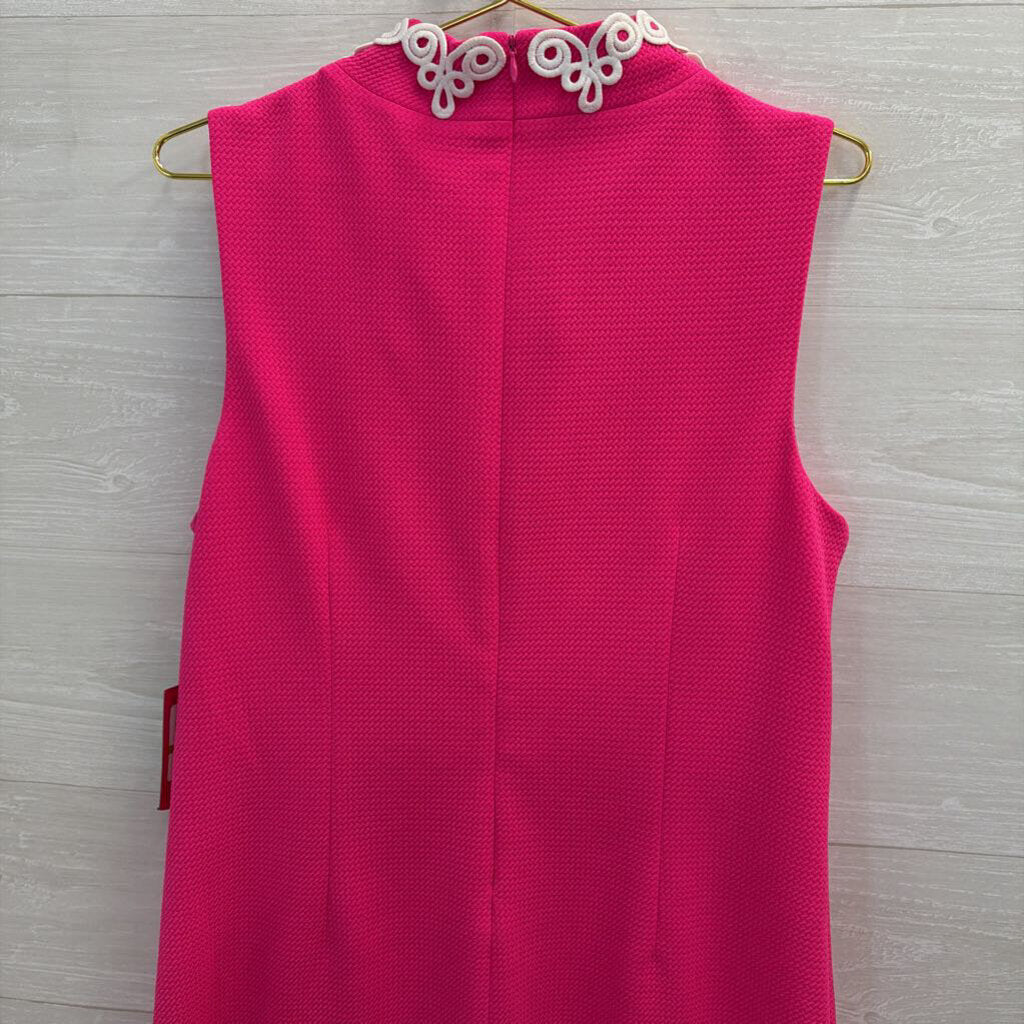 Vince Camuto Pink/ White Embroidered Textured Sleeveless Shift Dress 14