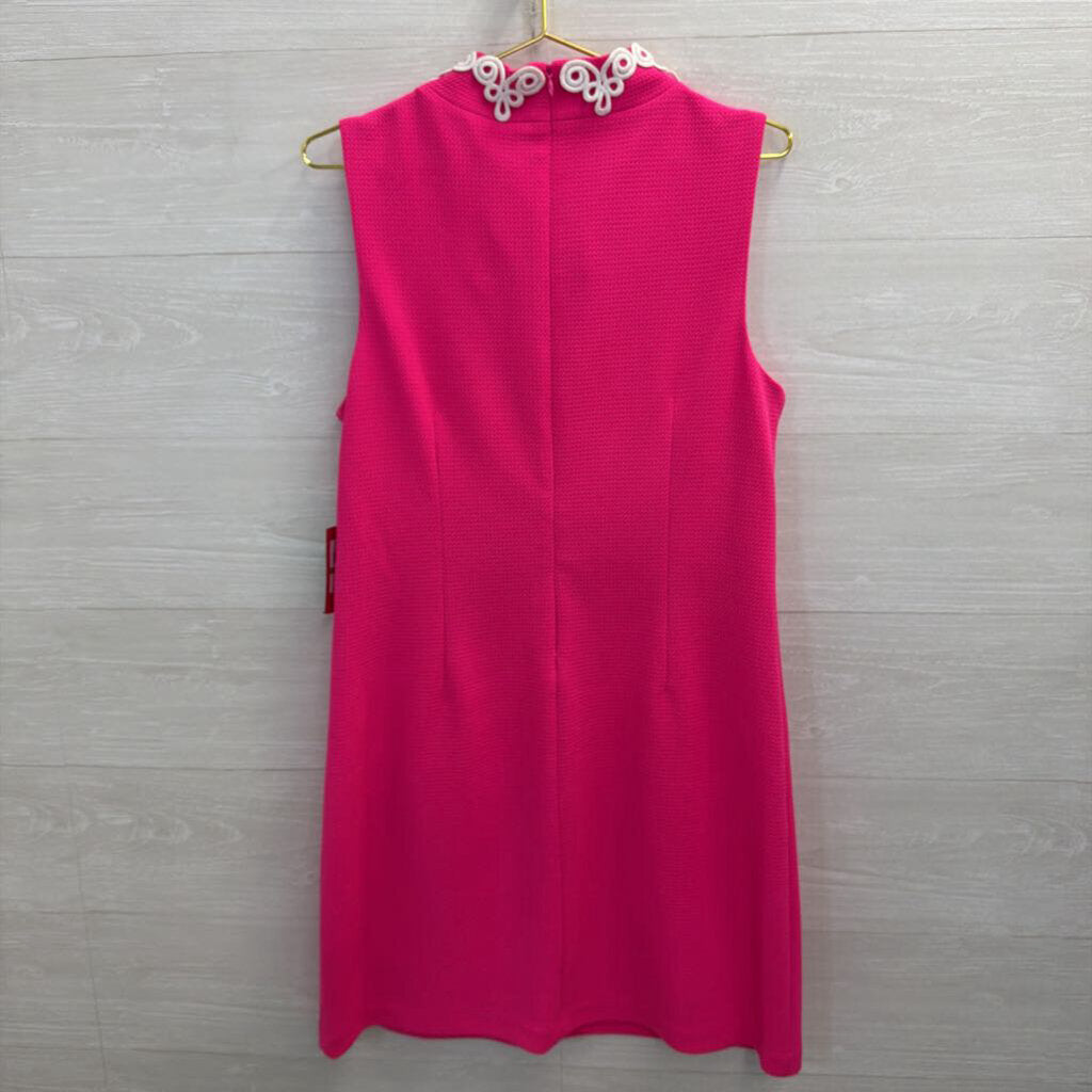 Vince Camuto Pink/ White Embroidered Textured Sleeveless Shift Dress 14