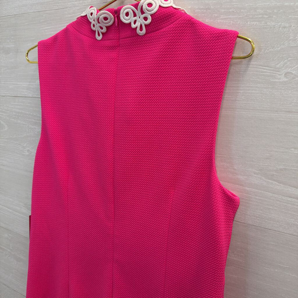 Vince Camuto Pink/ White Embroidered Textured Sleeveless Shift Dress 14