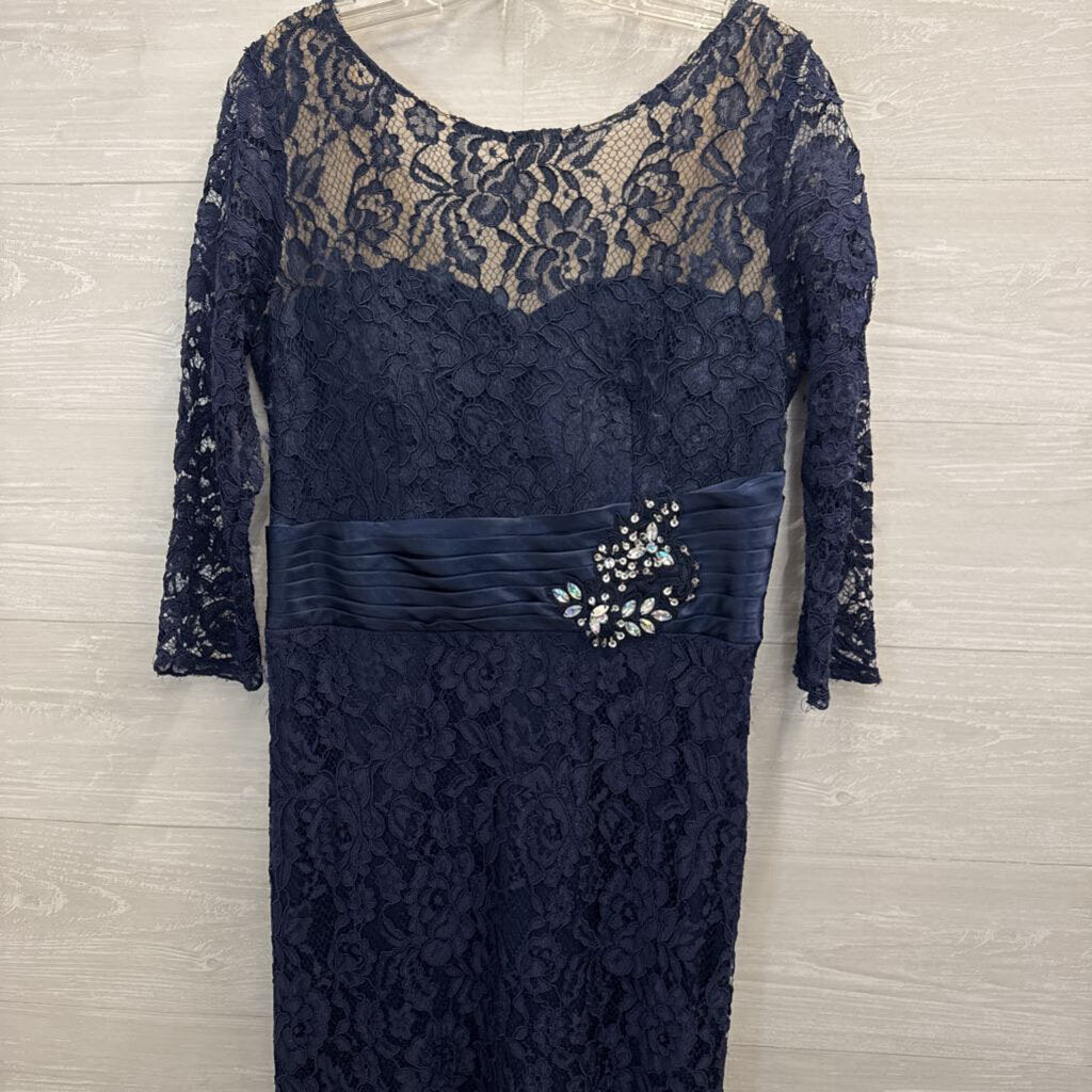 Magic Formals Navy Lace Long Formal Dress Large