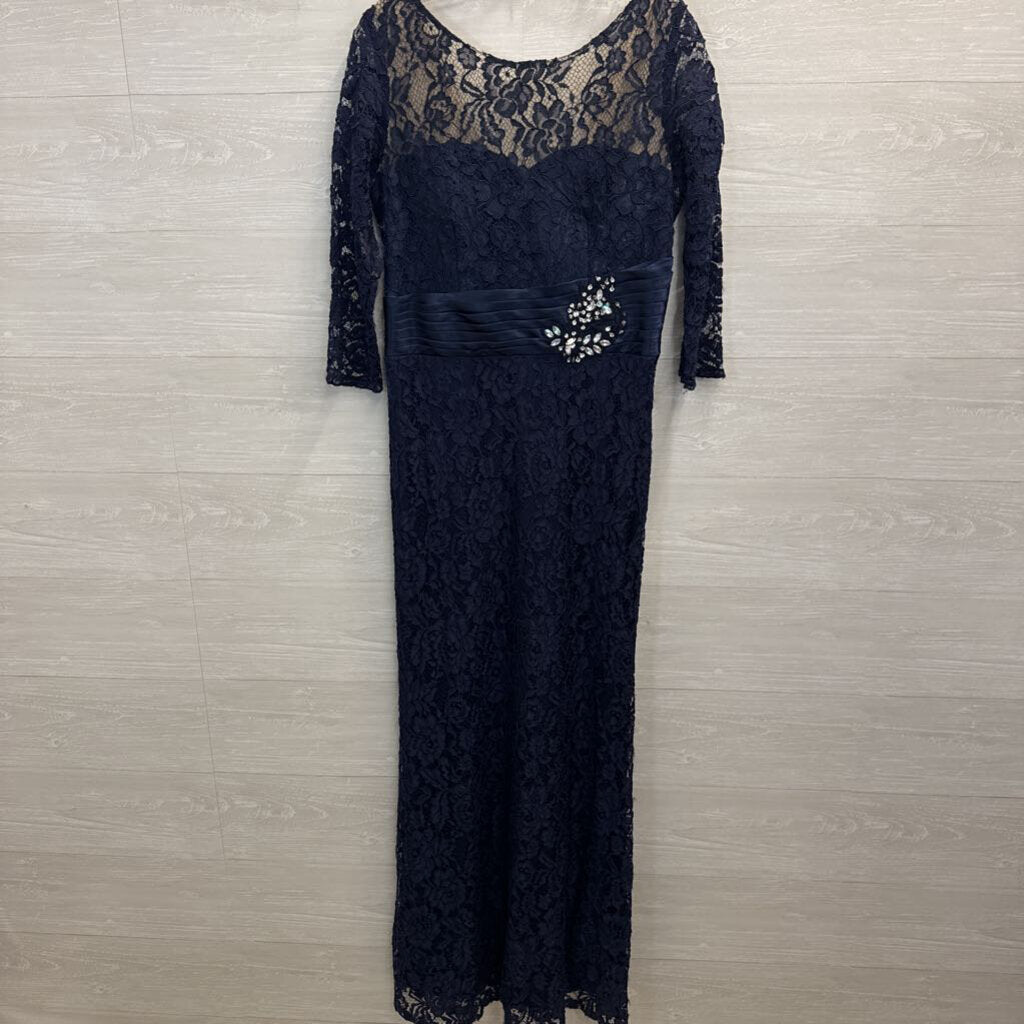 Magic Formals Navy Lace Long Formal Dress Large