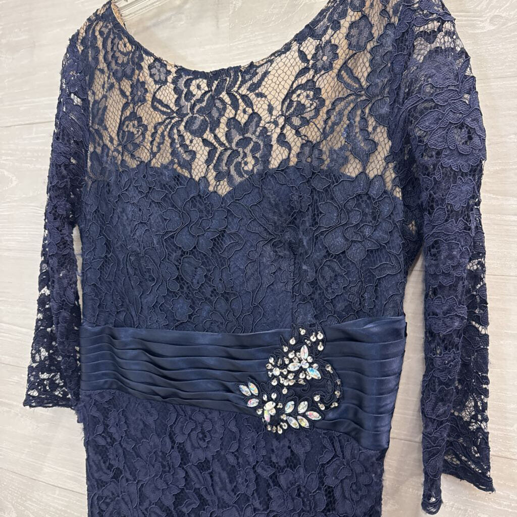 Magic Formals Navy Lace Long Formal Dress Large