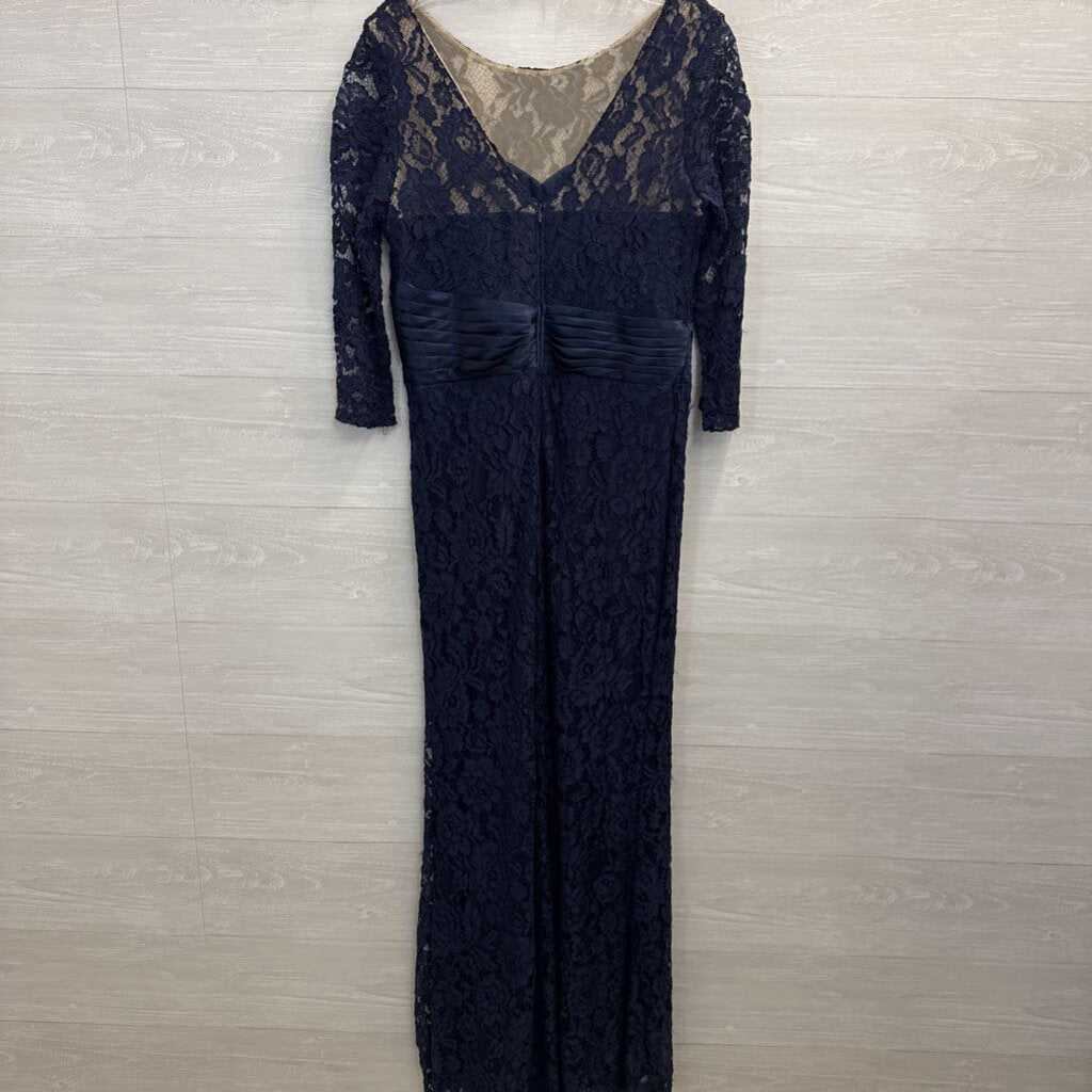 Magic Formals Navy Lace Long Formal Dress Large