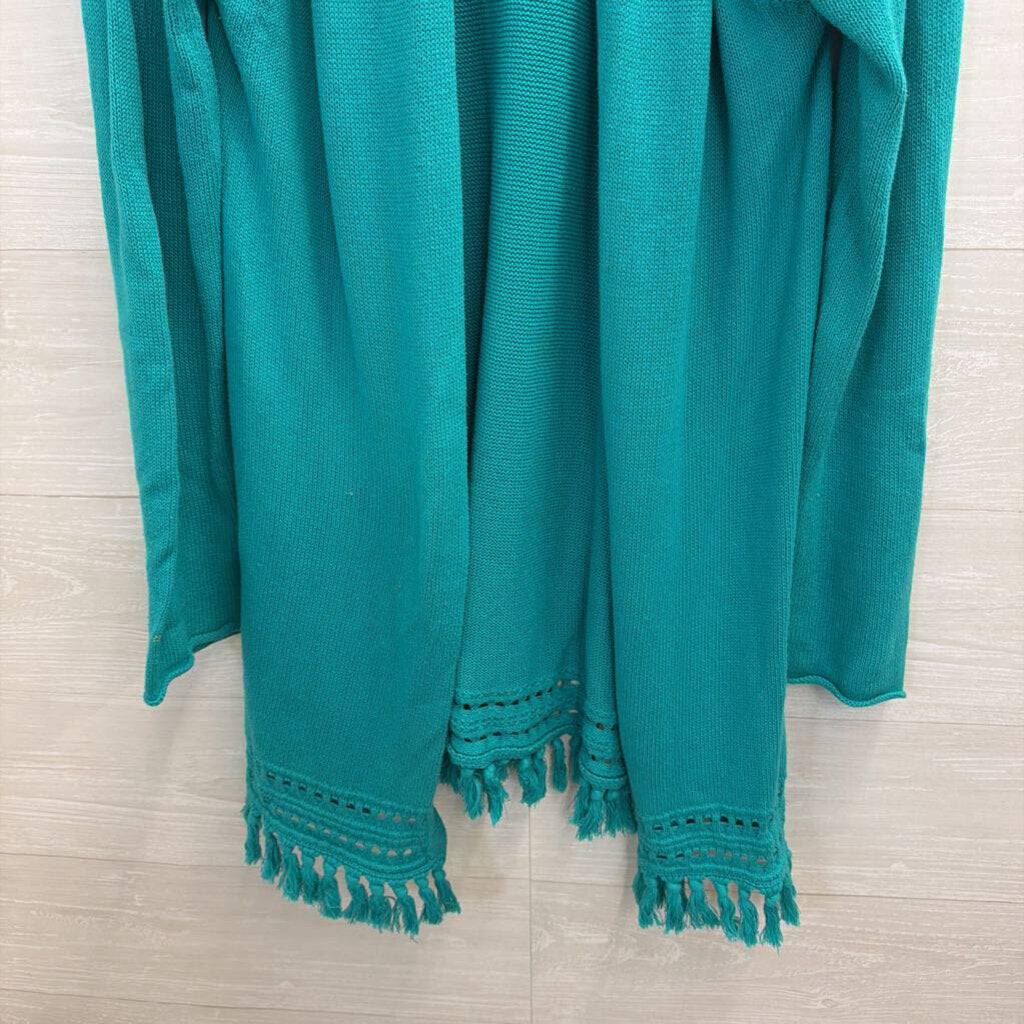 Lilly Pulitzer Green Tatum Fringe Hem Cardigan Extra Large