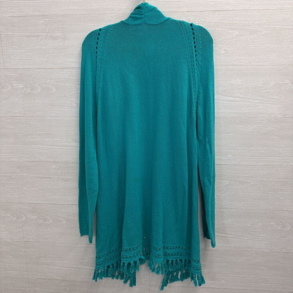 Lilly Pulitzer Green Tatum Fringe Hem Cardigan Extra Large