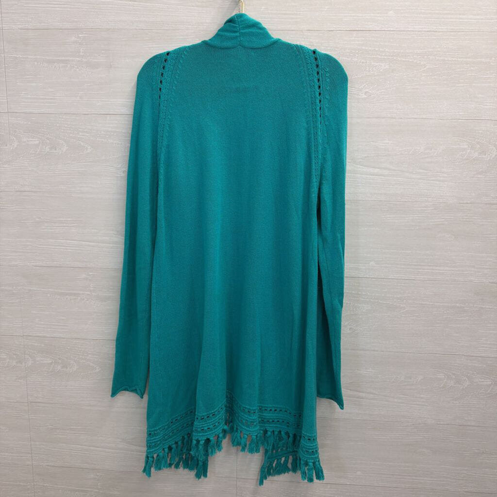Lilly Pulitzer Green Tatum Fringe Hem Cardigan Extra Large