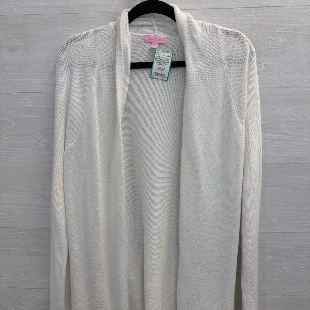 Lilly Pulitzer White Tatum Fringe Hem Cardigan Large