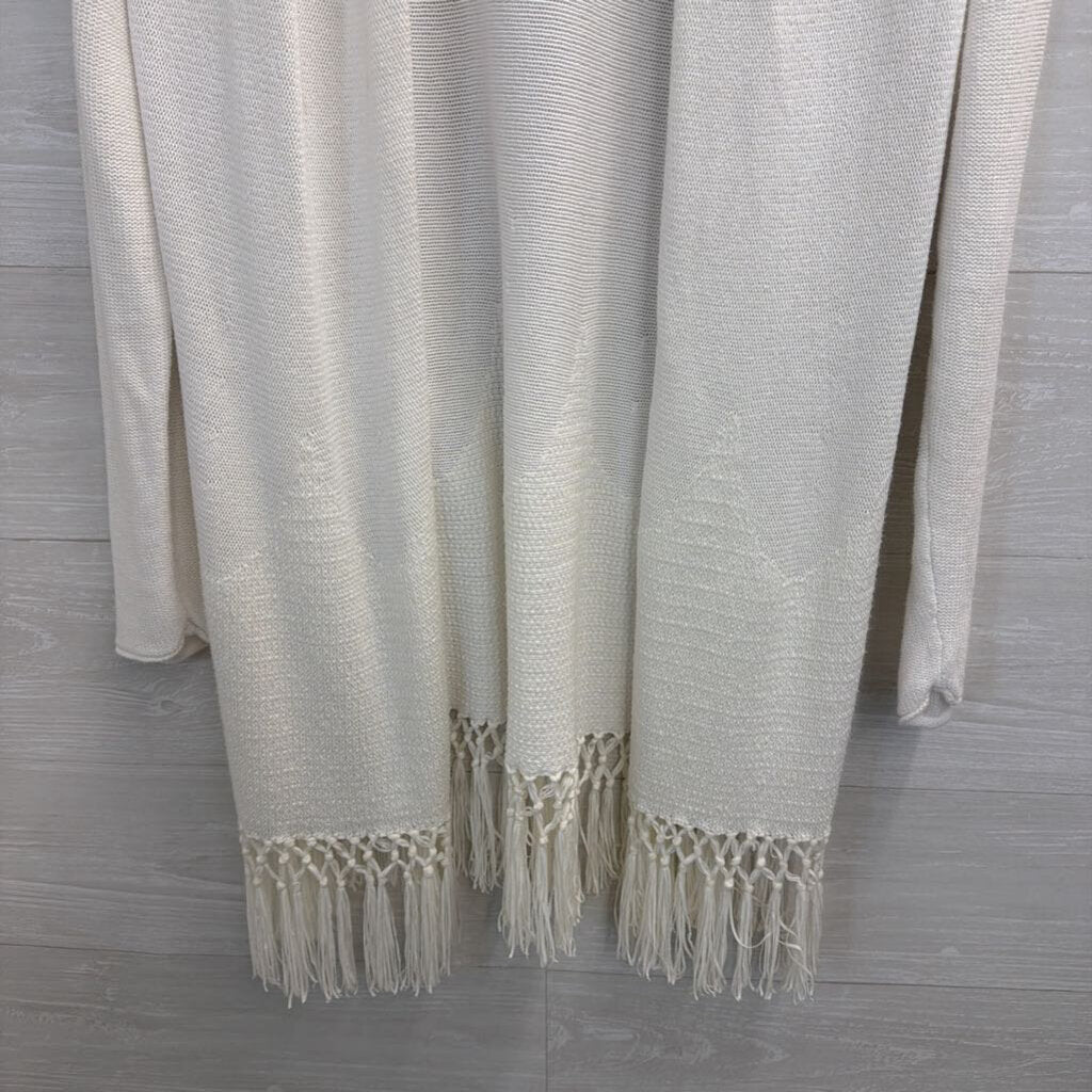 Lilly Pulitzer White Tatum Fringe Hem Cardigan Large