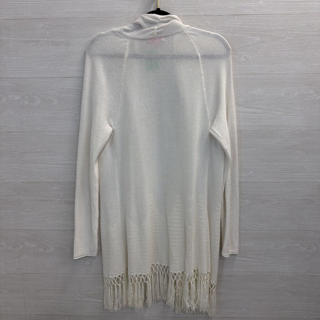 Lilly Pulitzer White Tatum Fringe Hem Cardigan Large