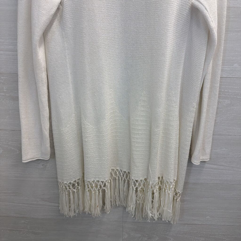 Lilly Pulitzer White Tatum Fringe Hem Cardigan Large