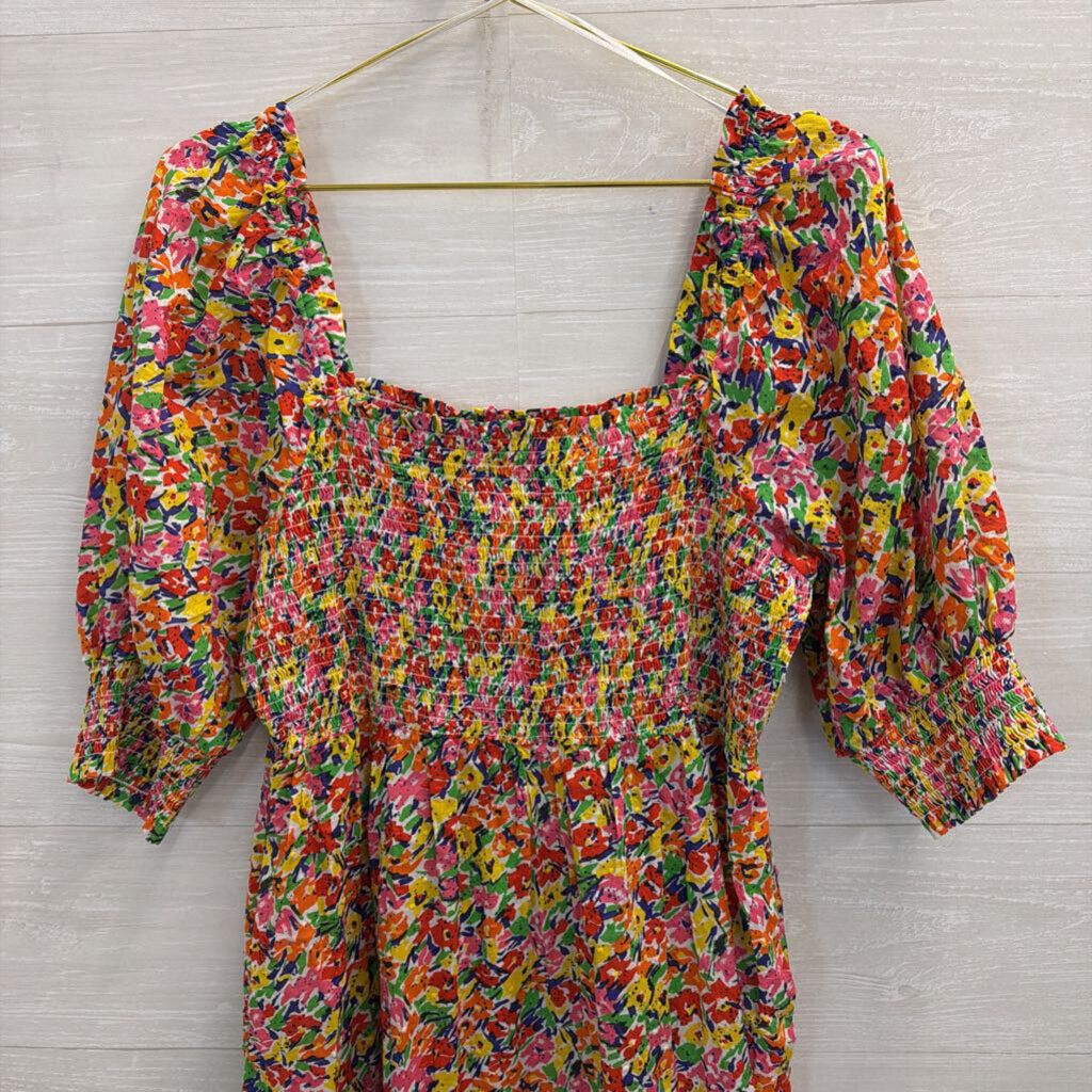 RIXO for Target Multi Color Print Short Puff Sleeve Dress Extra Large