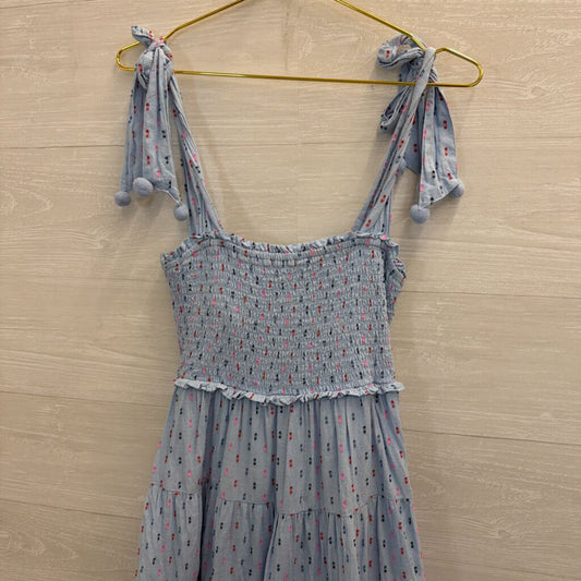 Crown and Ivy Blue/ Multi Dot Detail Smocked Top Midi Dress Extra Small