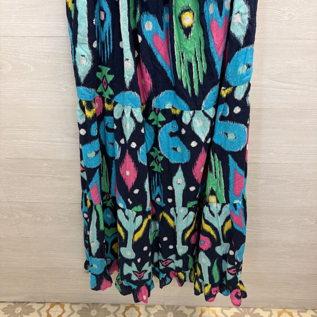 Crown and Ivy Navy/ Multi Print One Shoulder Maxi Dress Large