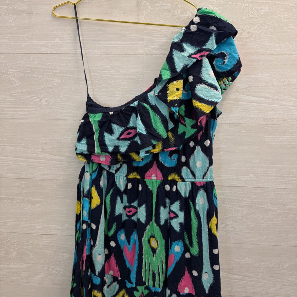 Crown and Ivy Navy/ Multi Print One Shoulder Maxi Dress Large