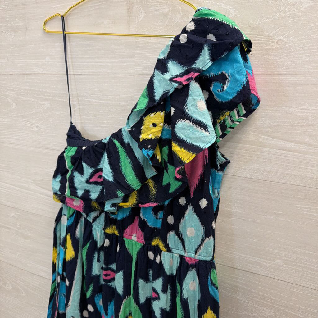 Crown and Ivy Navy/ Multi Print One Shoulder Maxi Dress Large