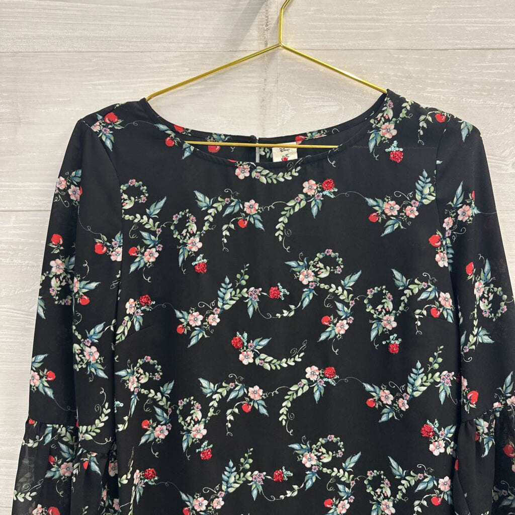 Disney X Lauren Conrad Black/ Multi Print Long Sleeve Top Medium