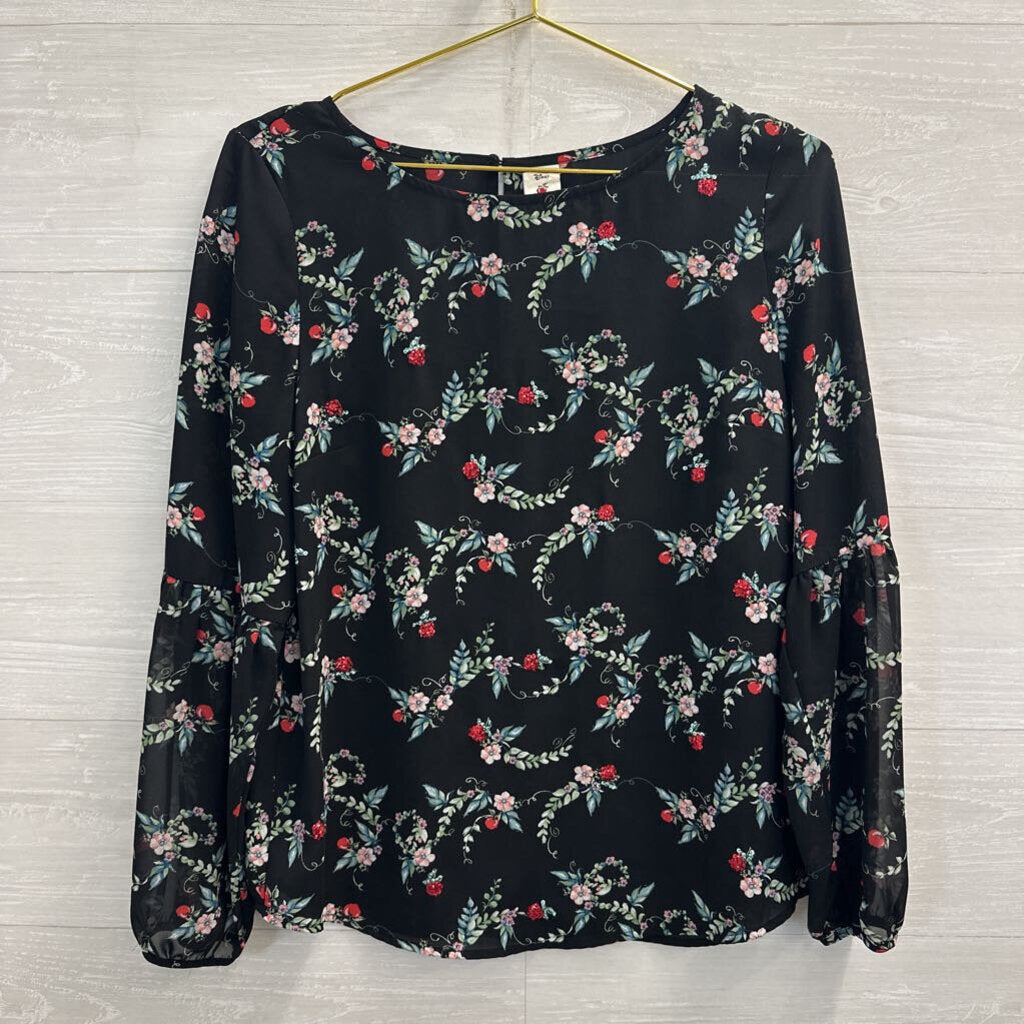 Disney X Lauren Conrad Black/ Multi Print Long Sleeve Top Medium