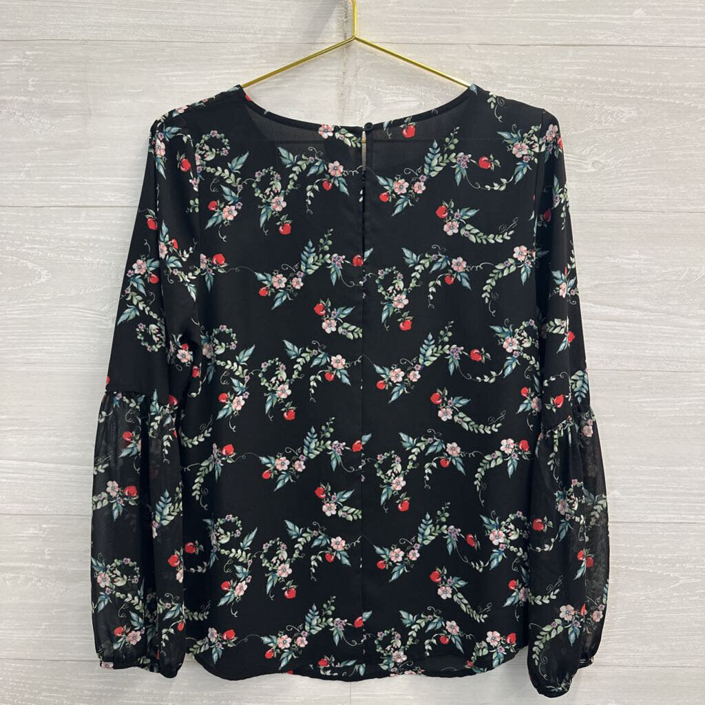 Disney X Lauren Conrad Black/ Multi Print Long Sleeve Top Medium