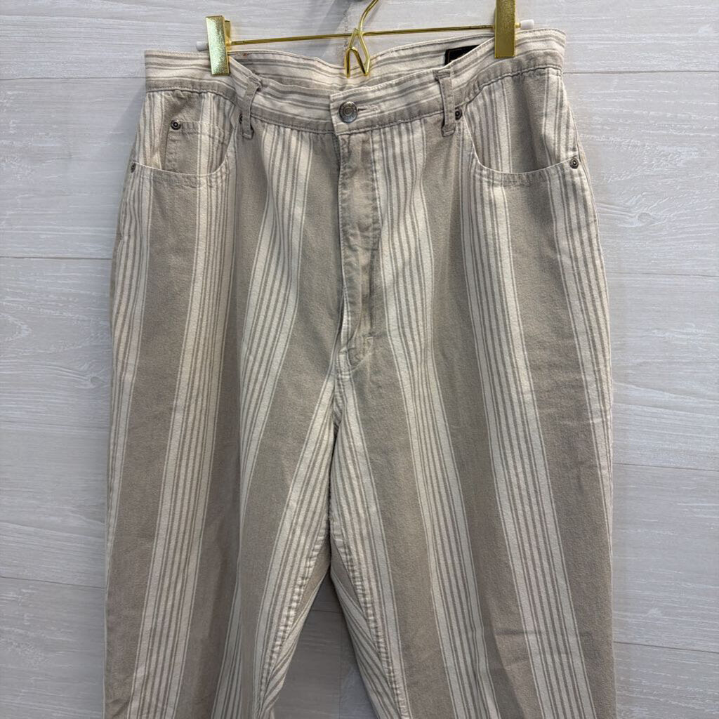 Eddie Bauer Biege/ White Striped Wide Leg Pants 16