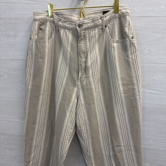 Eddie Bauer Biege/ White Striped Wide Leg Pants 16