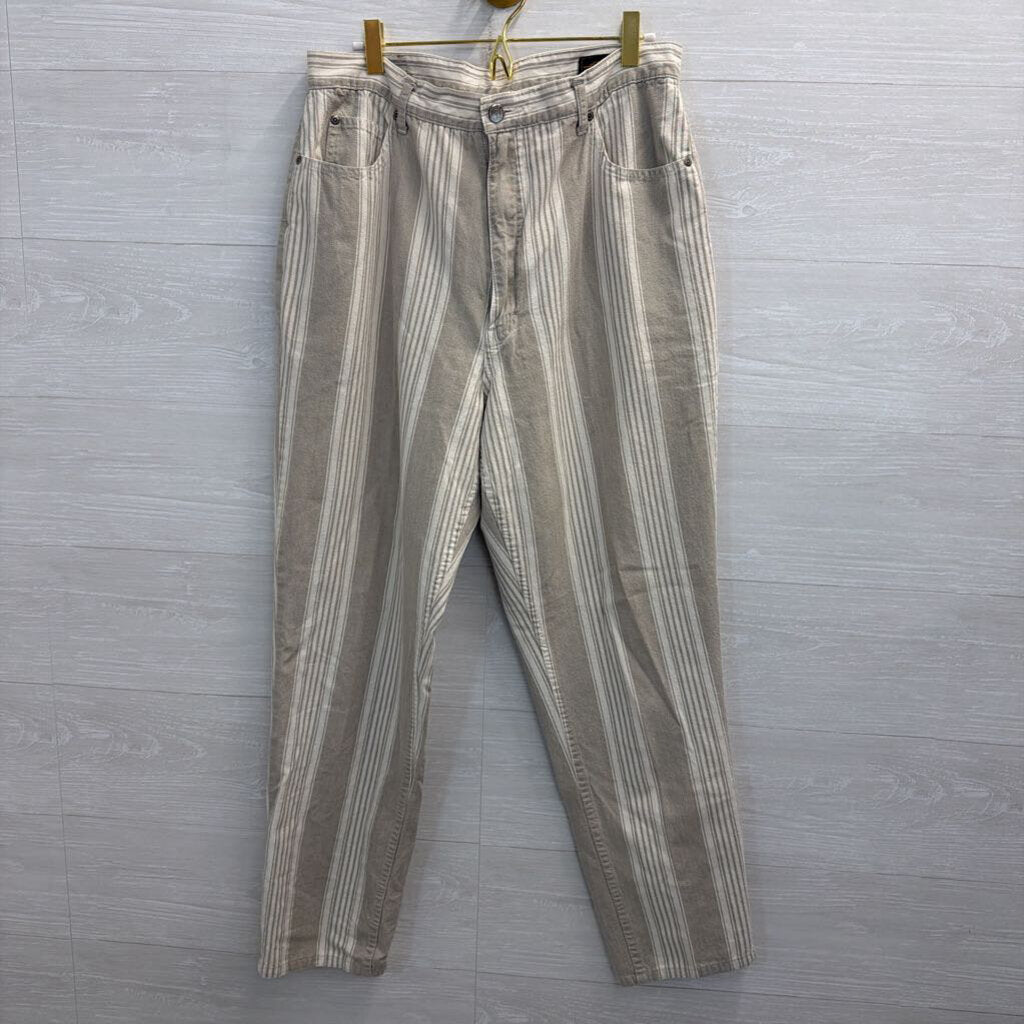 Eddie Bauer Biege/ White Striped Wide Leg Pants 16