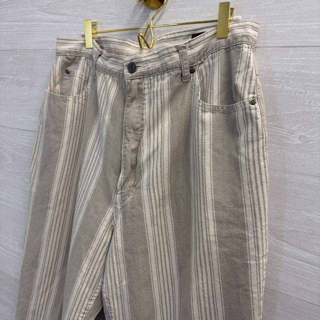 Eddie Bauer Biege/ White Striped Wide Leg Pants 16