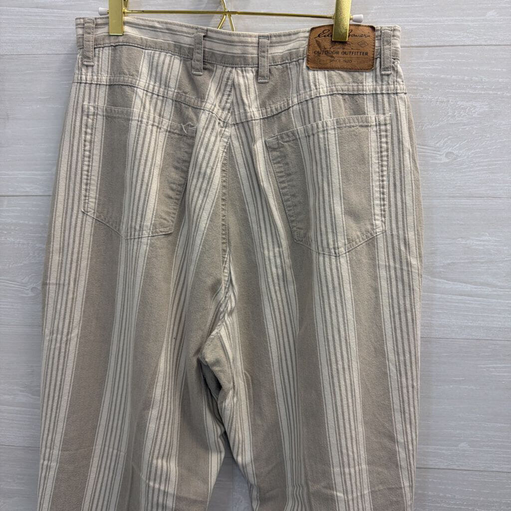 Eddie Bauer Biege/ White Striped Wide Leg Pants 16