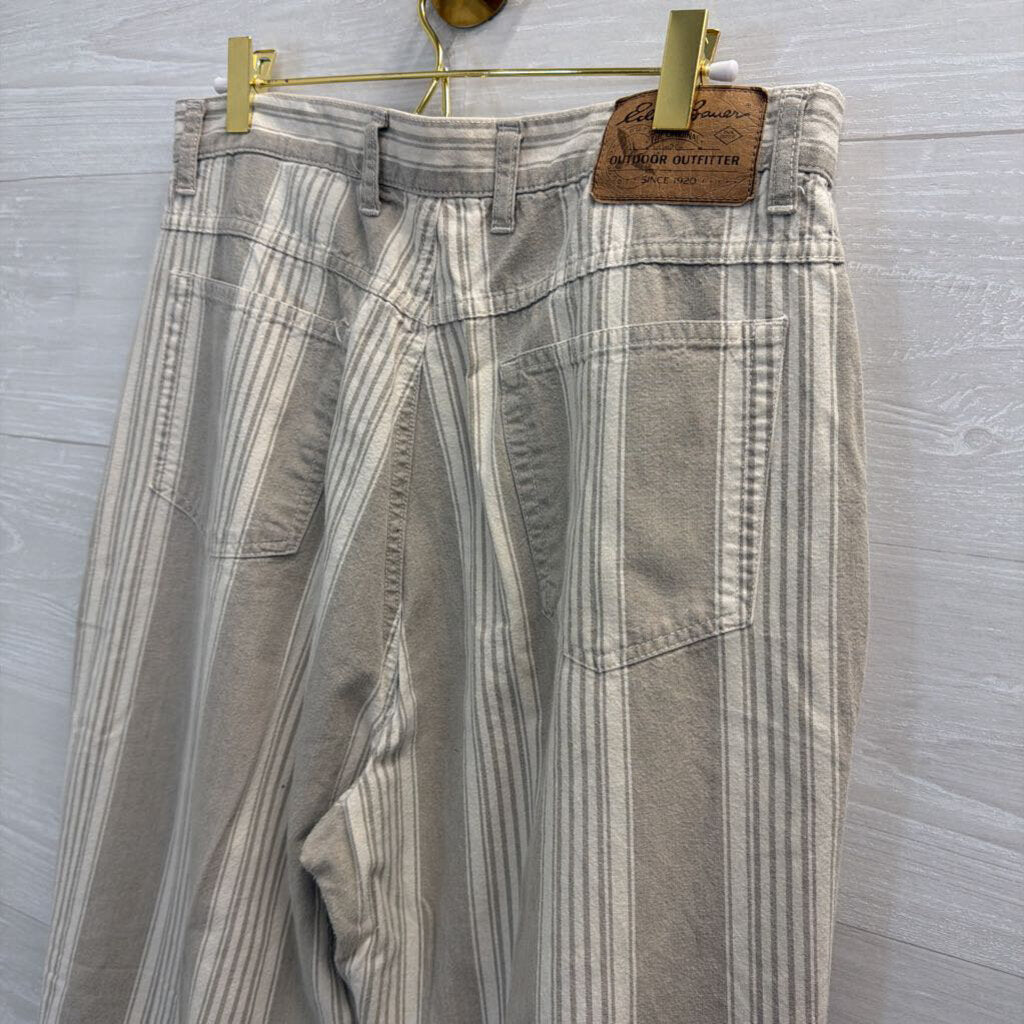 Eddie Bauer Biege/ White Striped Wide Leg Pants 16