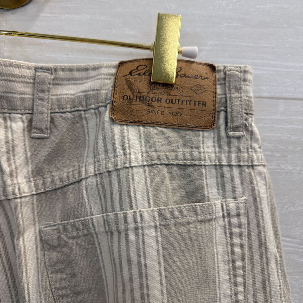 Eddie Bauer Biege/ White Striped Wide Leg Pants 16