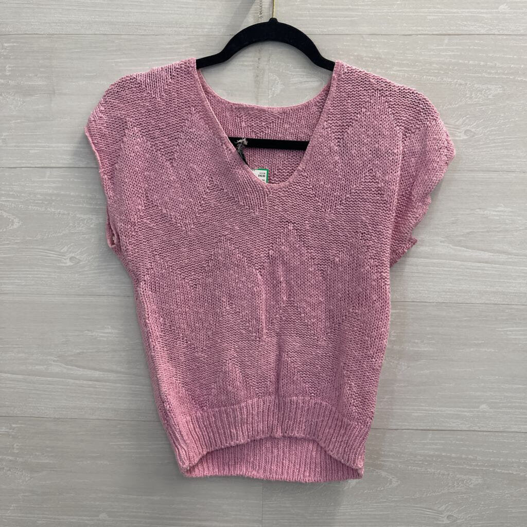 Vintage Erika Pink Knit Short Sleeve Top Small