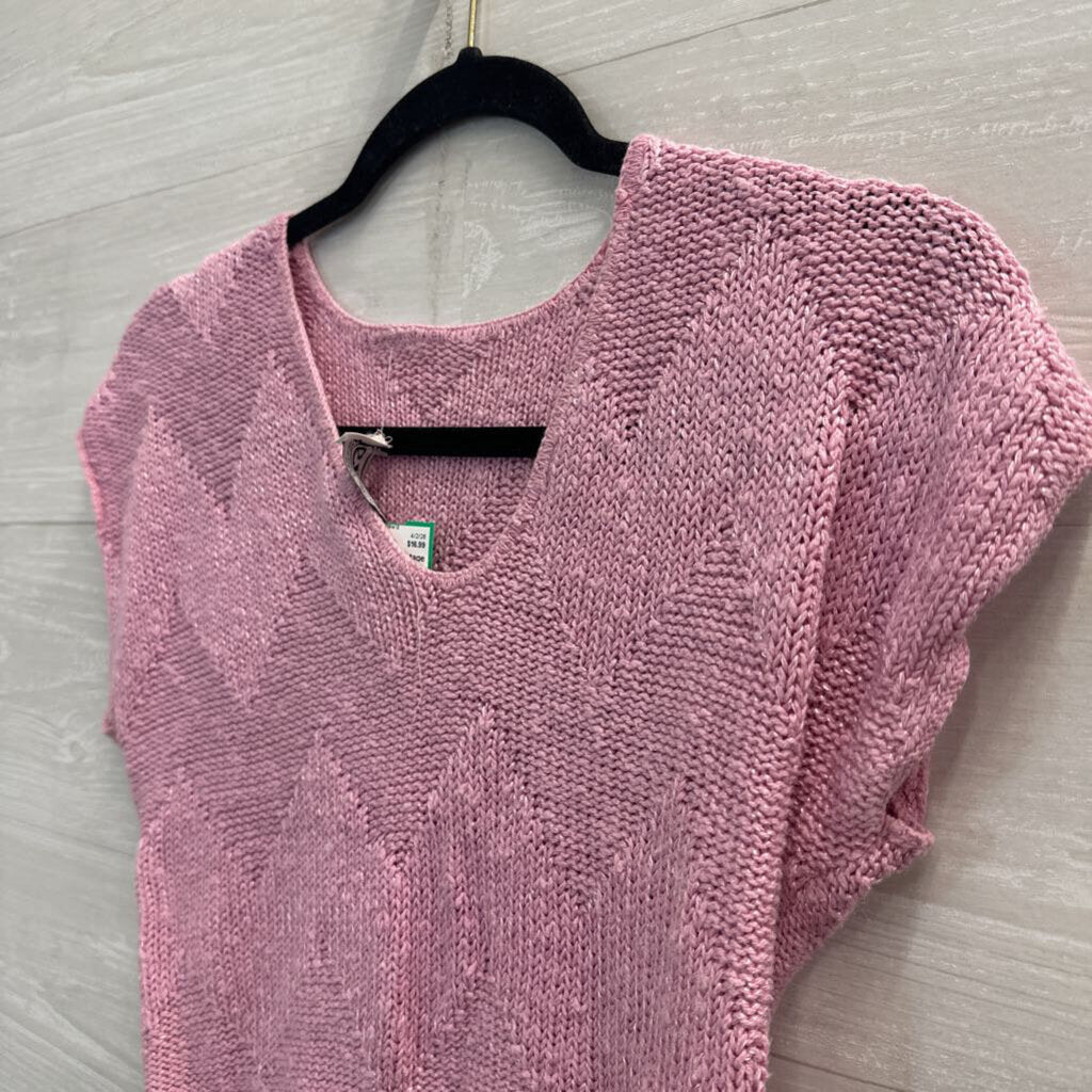 Vintage Erika Pink Knit Short Sleeve Top Small
