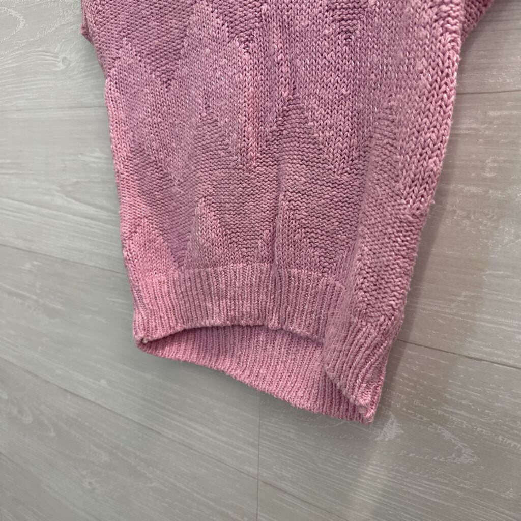 Vintage Erika Pink Knit Short Sleeve Top Small