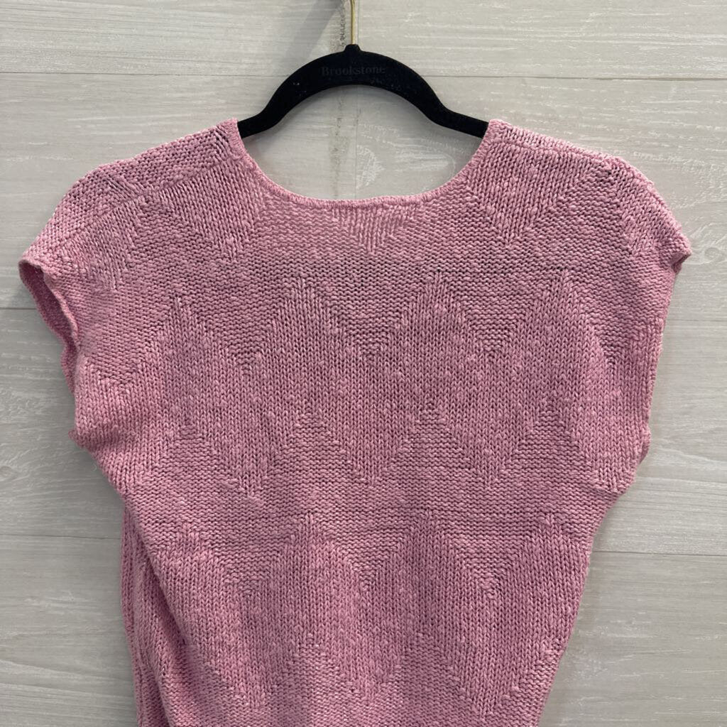 Vintage Erika Pink Knit Short Sleeve Top Small