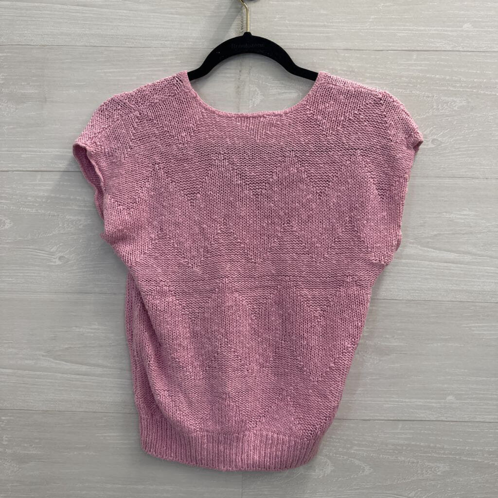 Vintage Erika Pink Knit Short Sleeve Top Small