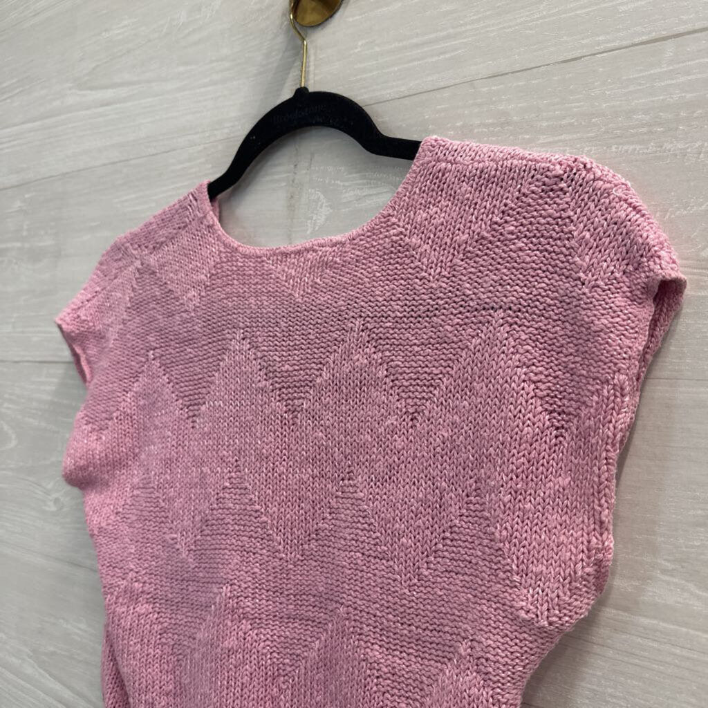 Vintage Erika Pink Knit Short Sleeve Top Small