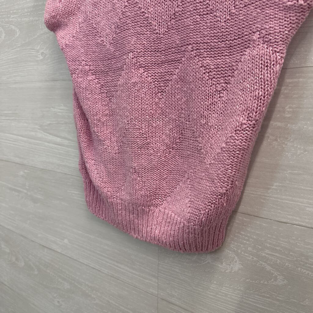 Vintage Erika Pink Knit Short Sleeve Top Small