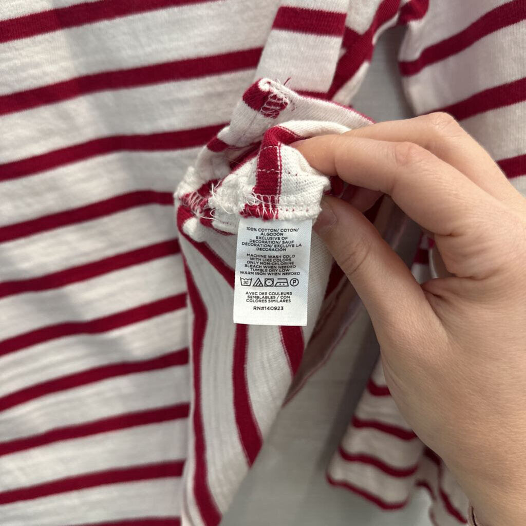 Loft White/ Red Striped Long Sleeve Top Small