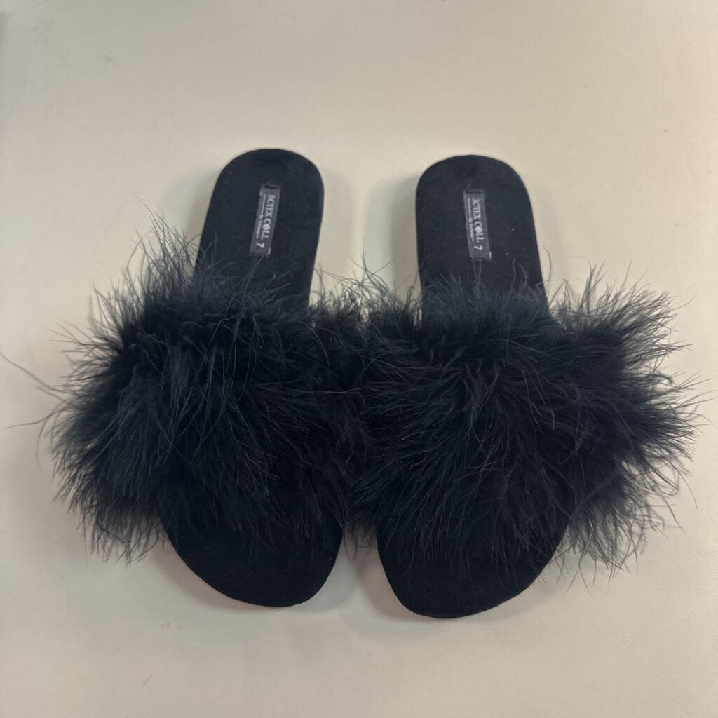 BCTEX COLL Soft Black Feather Memory Foam Slides 7