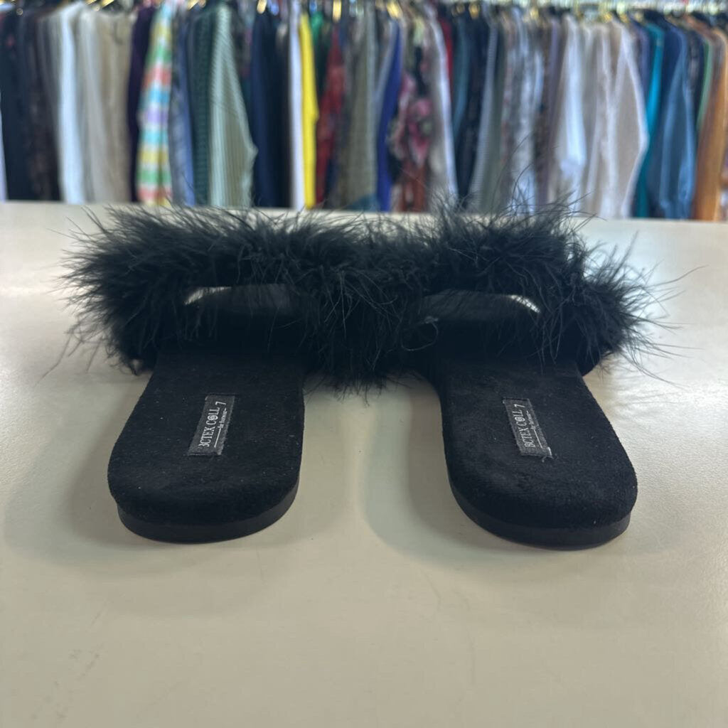 BCTEX COLL Soft Black Feather Memory Foam Slides 7