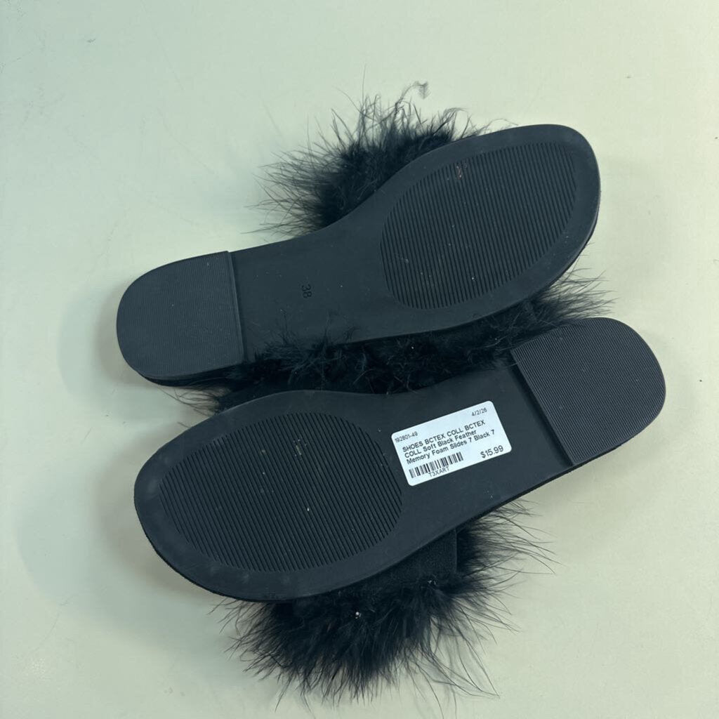 BCTEX COLL Soft Black Feather Memory Foam Slides 7