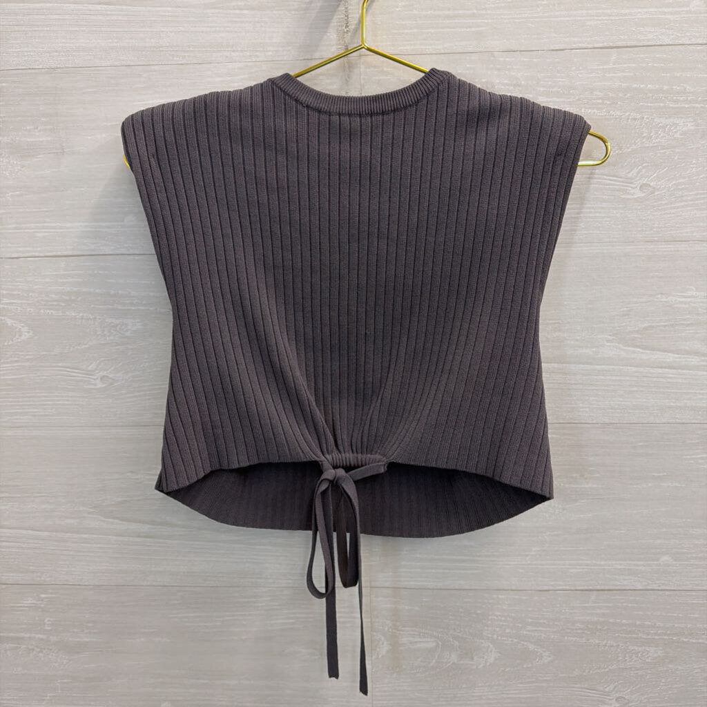L'Academie Grey Rubbed Knit Maxi Skirt/ Cropped Sleeveless Top Set Small