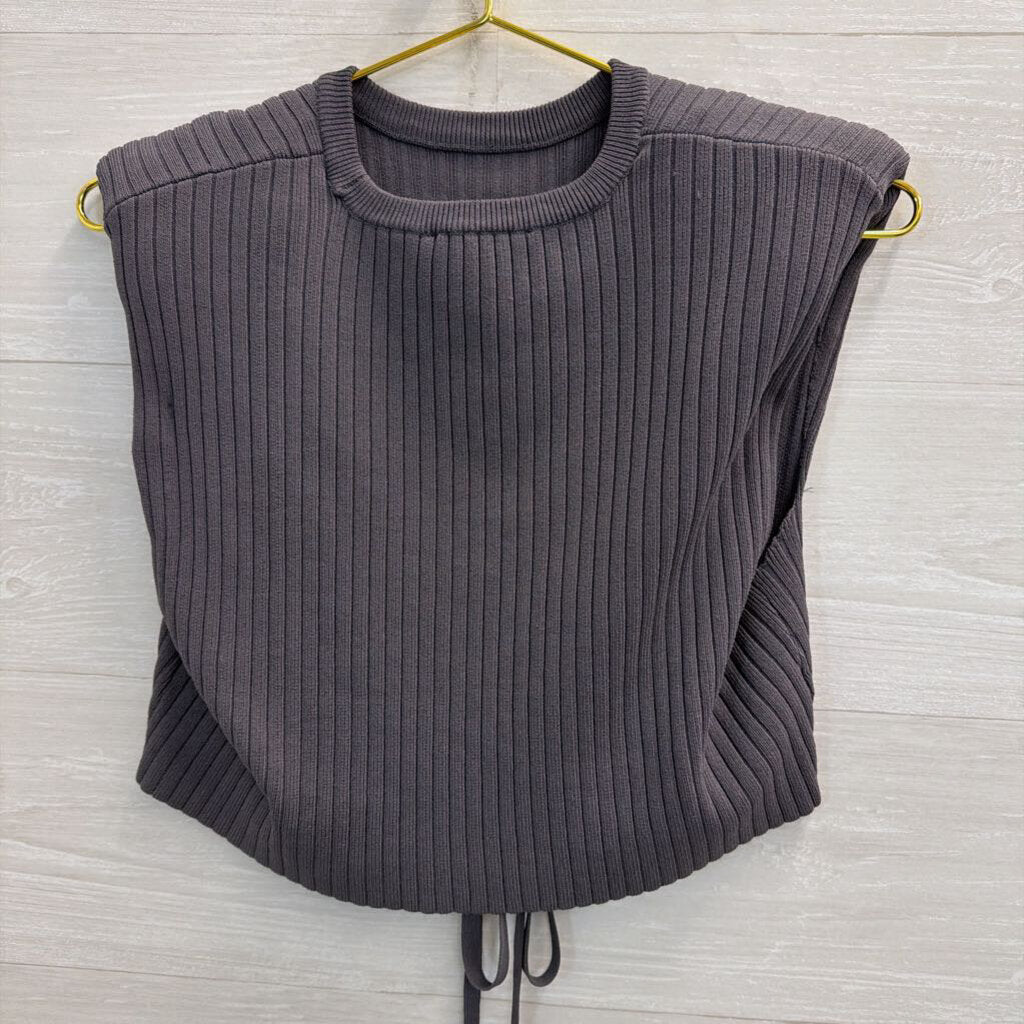 L'Academie Grey Rubbed Knit Maxi Skirt/ Cropped Sleeveless Top Set Small