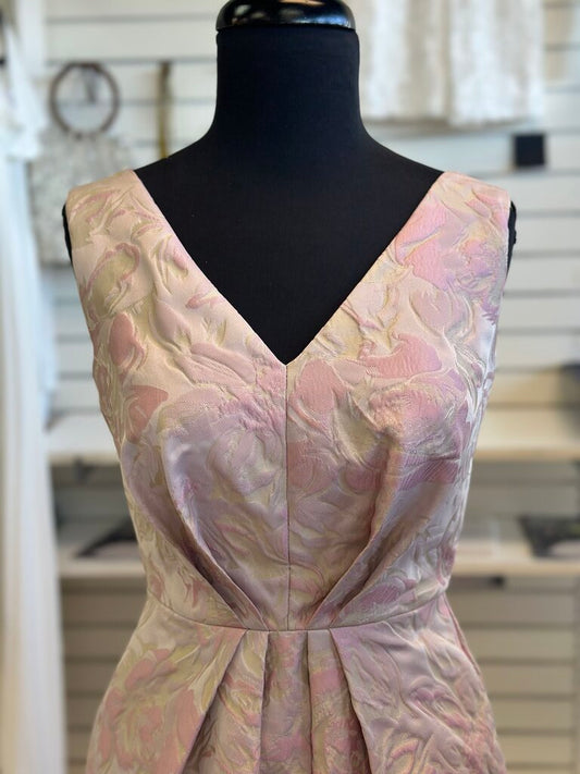 Kay Unger Pink FLoral Jacquard Odette Long Formal Dress 4