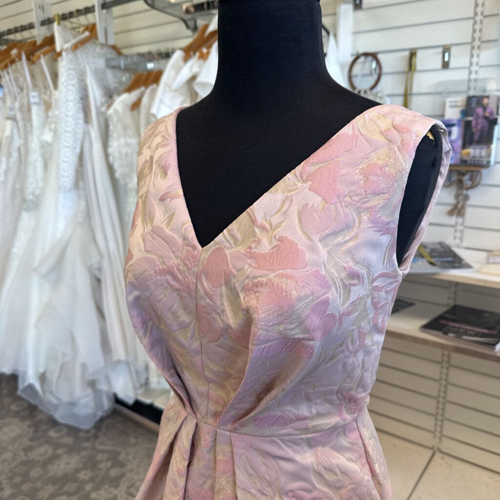 Kay Unger Pink FLoral Jacquard Odette Long Formal Dress 4