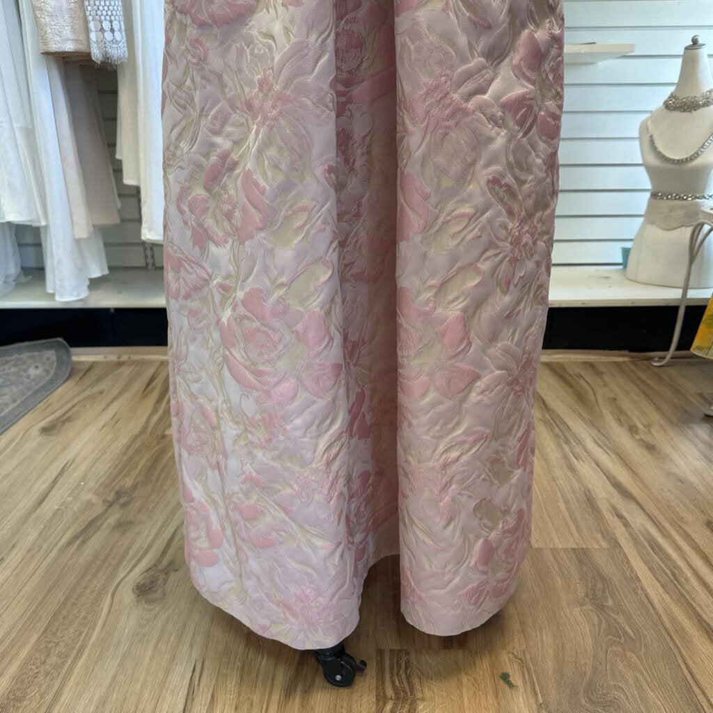 Kay Unger Pink FLoral Jacquard Odette Long Formal Dress 4